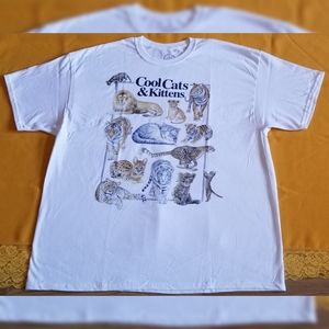 NWOT- Men's DOM Cool Cats & Kittens Graphic T-shirt White 2XL